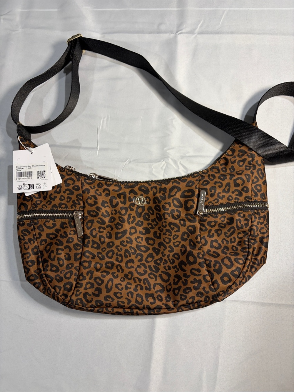 lululemon athletica Leopard Print Slouchy Sling Bag Metal Hardware